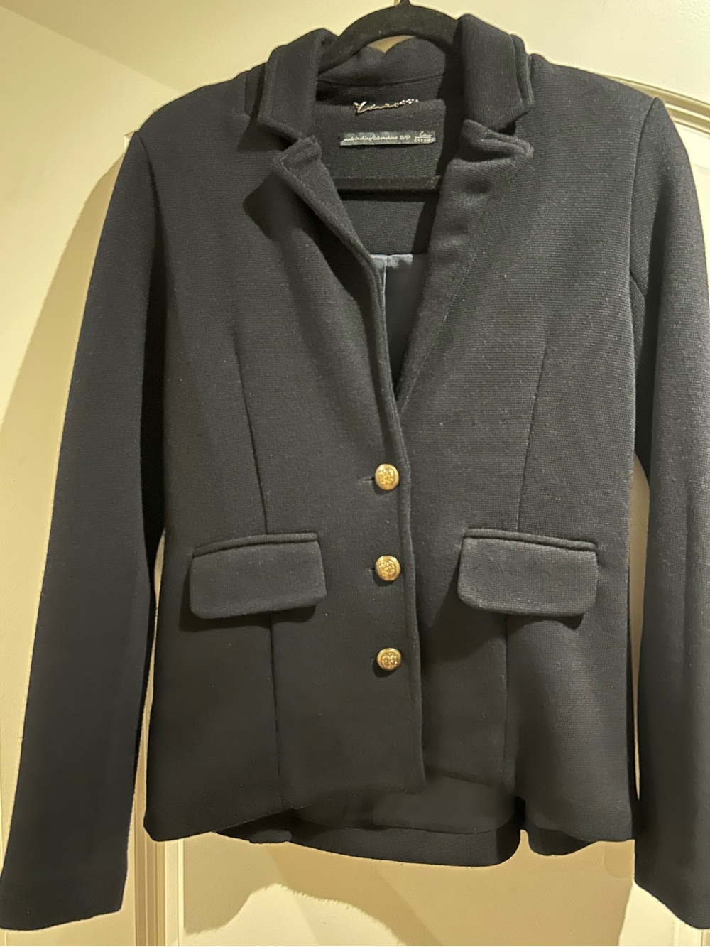 Line Chrome (the label) Navy Knit Structured Blazer, size Small